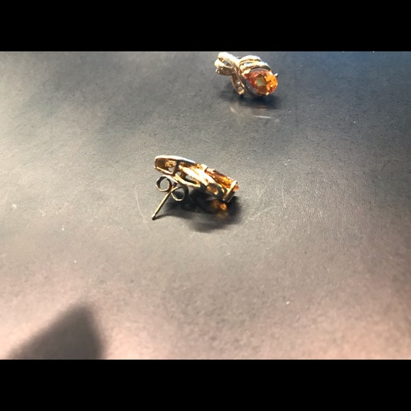 10k gold Citrine and diamond earrings, November - Picture 3 of 5